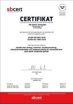 ISO certifika för Gamla Jernboden